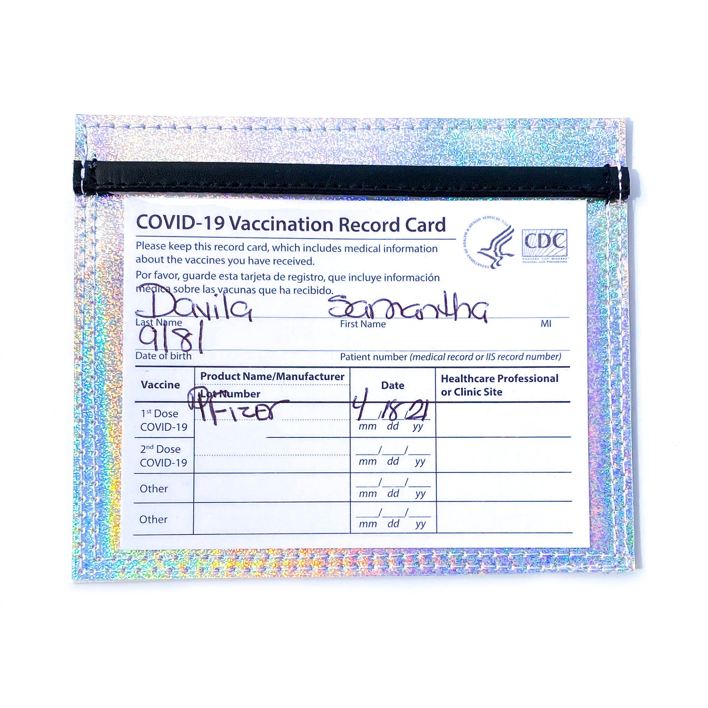 Vaccine Card Holder | silver holographic