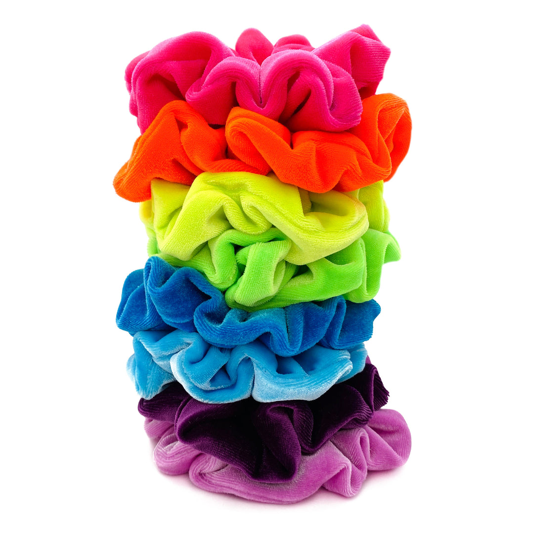 Luxe Velvet Scrunchie Set | bright rainbow set of 8