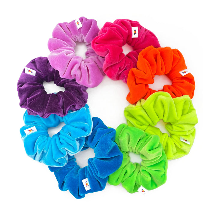 Luxe Velvet Scrunchie Set | bright rainbow set of 8