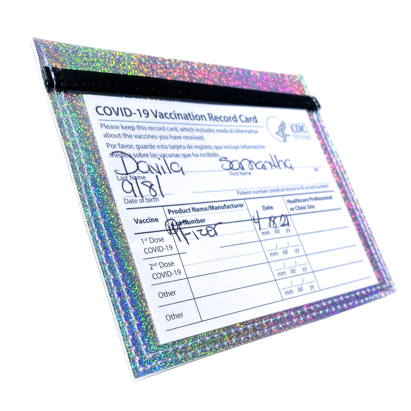Vaccine Card Holder | silver holographic