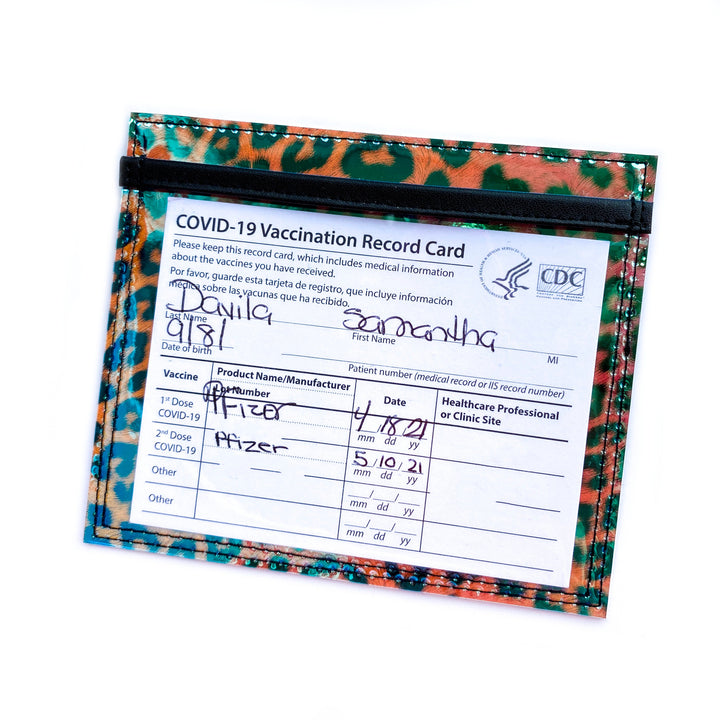 Vaccine Card Holder | holographic leopard print