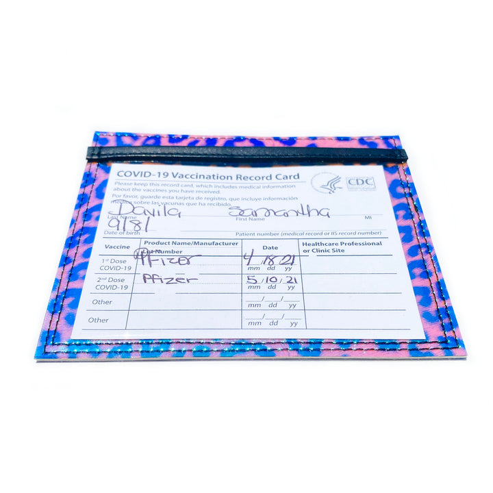 Vaccine Card Holder | holographic leopard print