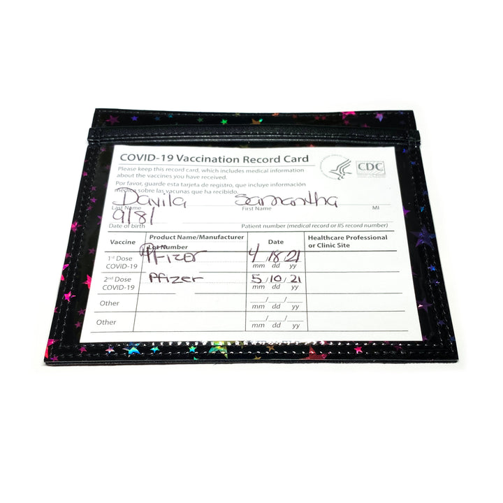 Document Card Holder | holographic rainbow stars