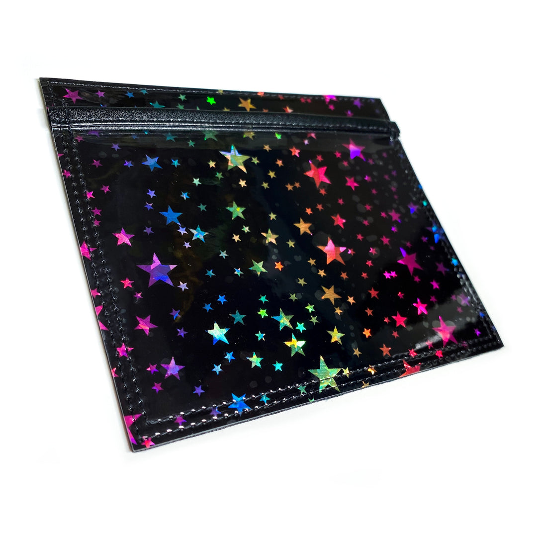 Document Card Holder | holographic rainbow stars