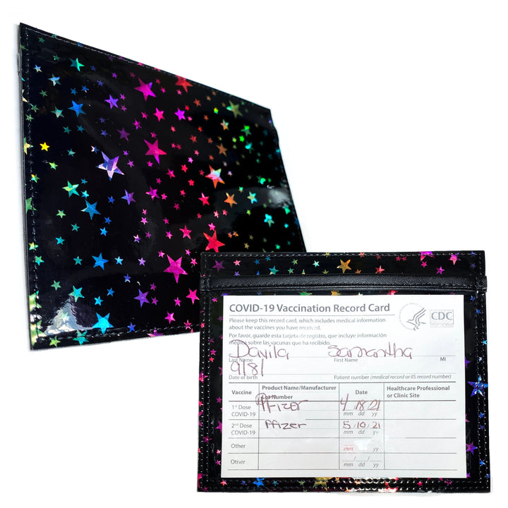 Document Card Holder | holographic rainbow stars