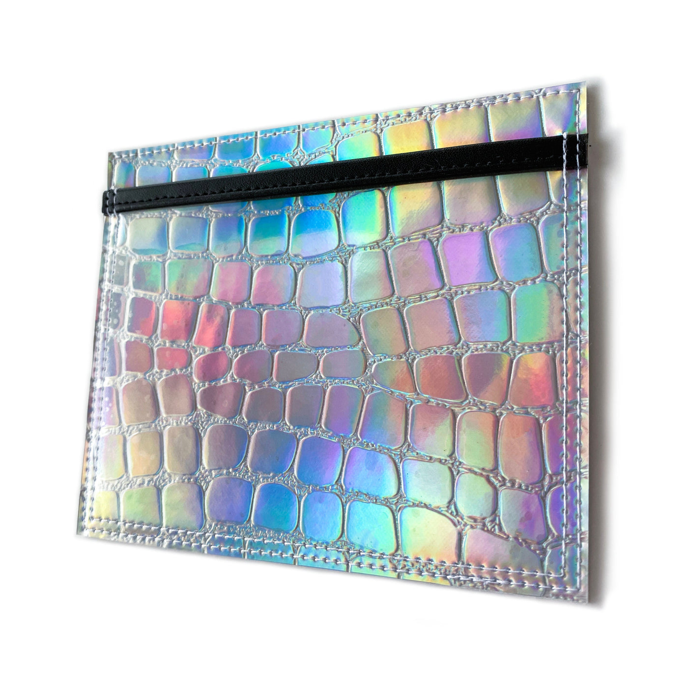 Vaccine Card Holder | silver holographic croc