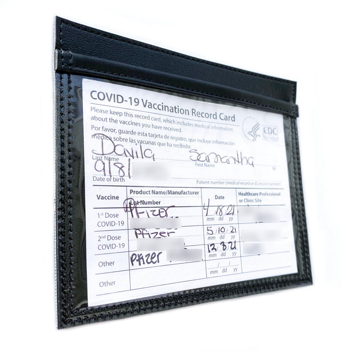 Vaccine Card Holder | black faux leather