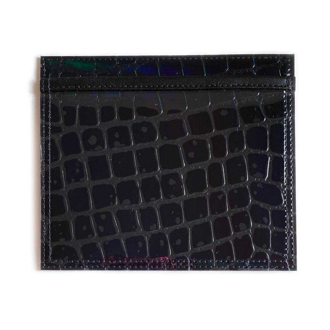 Vaccine Card Holder | black holographic croc