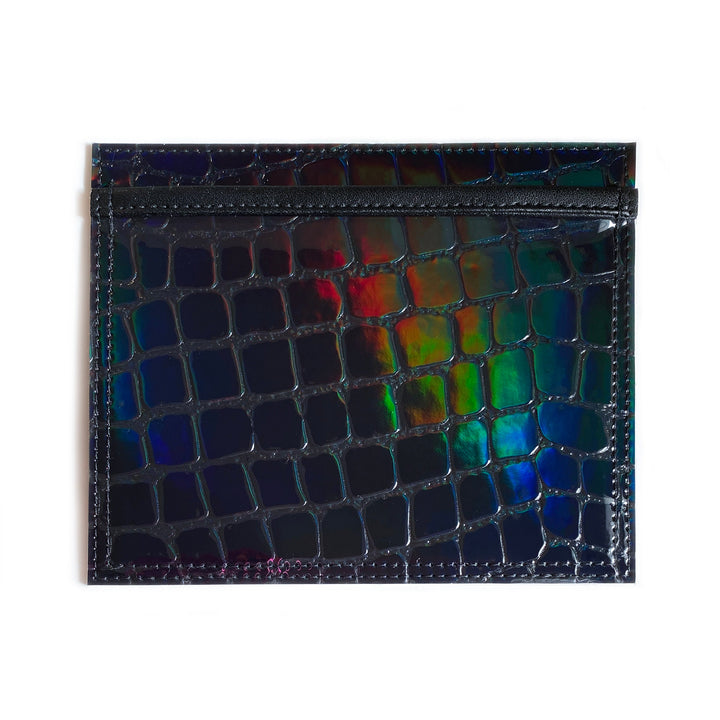 Vaccine Card Holder | black holographic croc