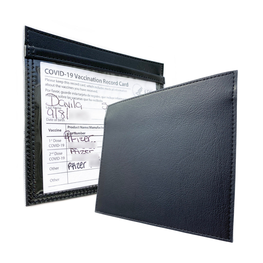 Vaccine Card Holder | black faux leather