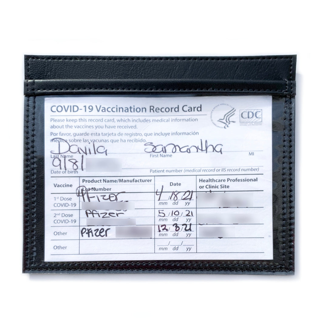 Vaccine Card Holder | black faux leather