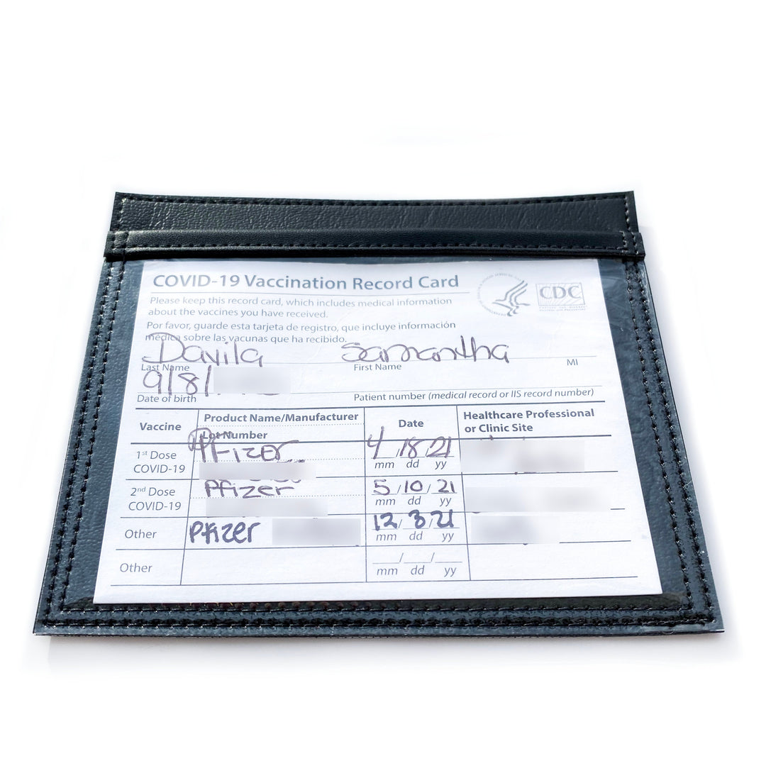 Vaccine Card Holder | black faux leather