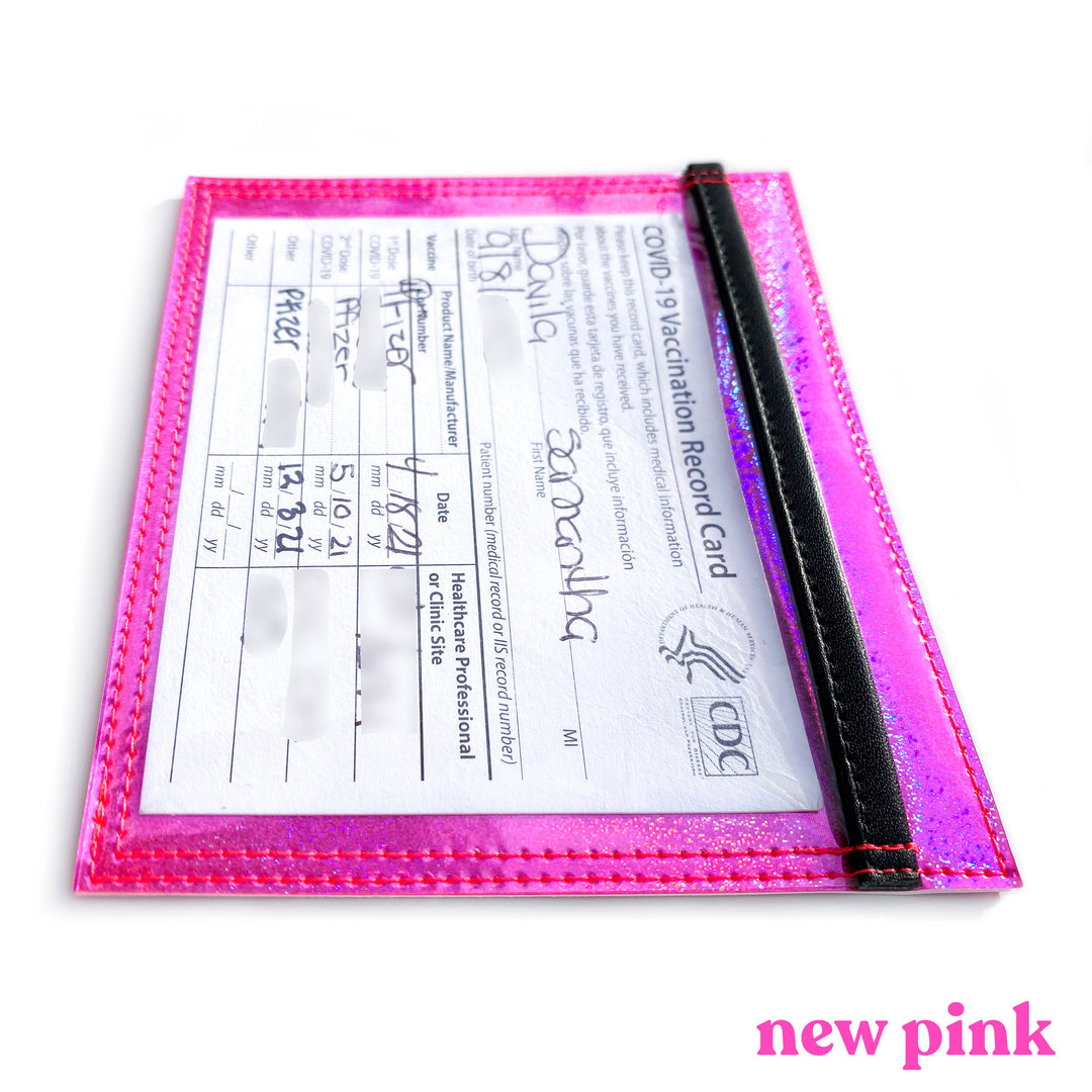 Vaccine Card Holder | neon pink holographic