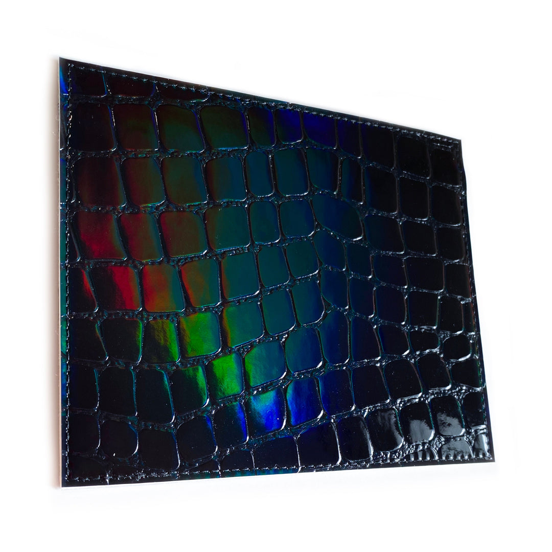 Vaccine Card Holder | black holographic croc