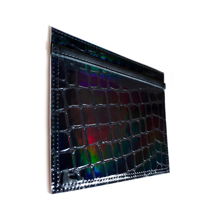 Vaccine Card Holder | black holographic croc