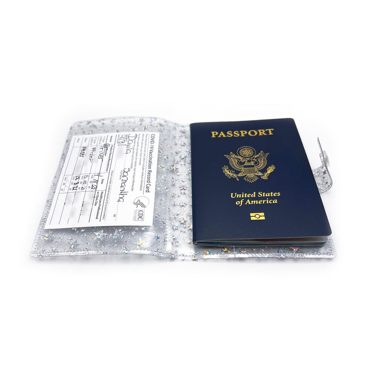 Passport Holder | clear glitter stars