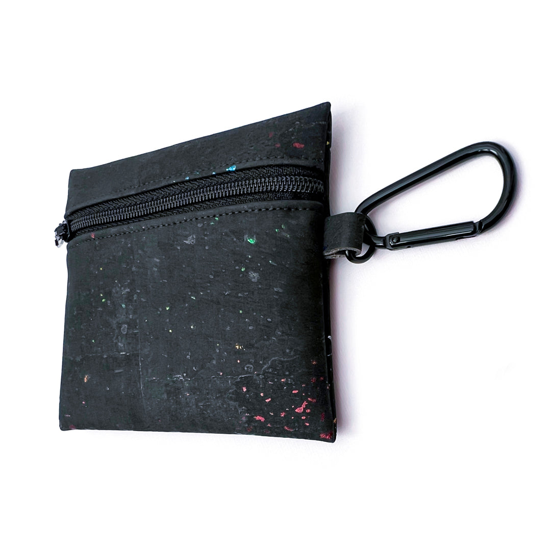 Black Cork Coin Pouch | metallic rainbow