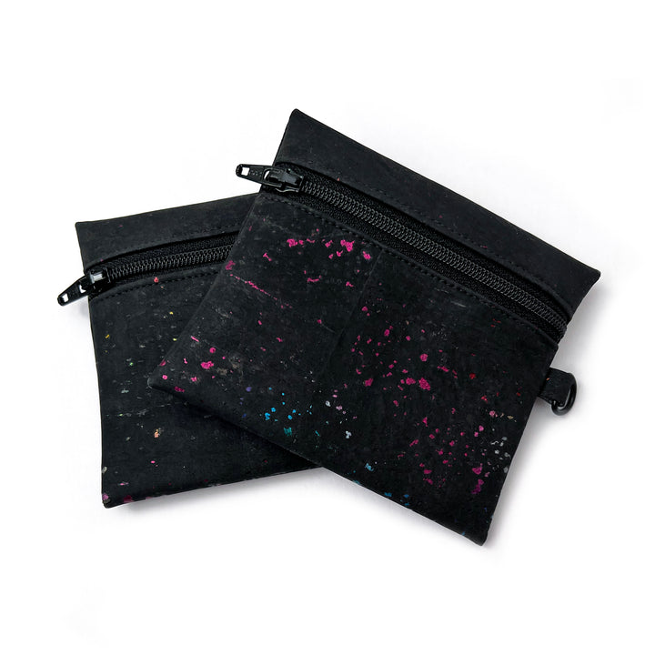 Black Cork Coin Pouch | metallic rainbow