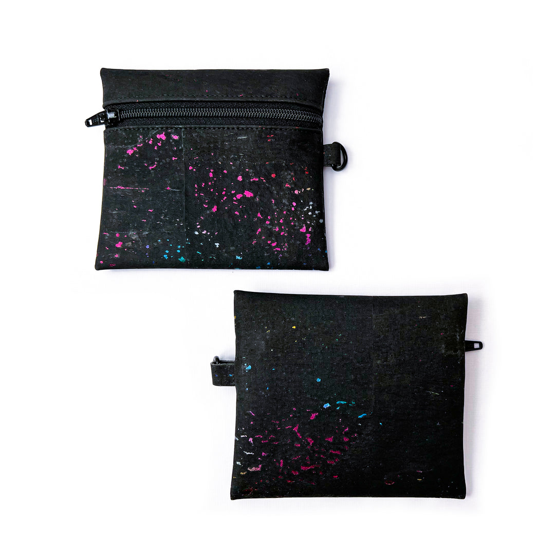 Black Cork Coin Pouch | metallic rainbow