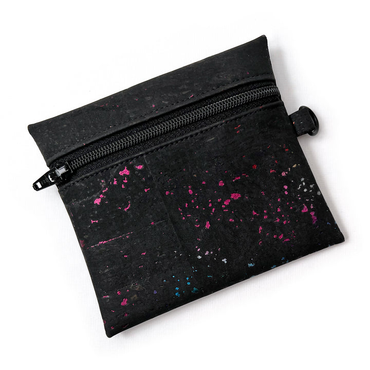 Black Cork Coin Pouch | metallic rainbow