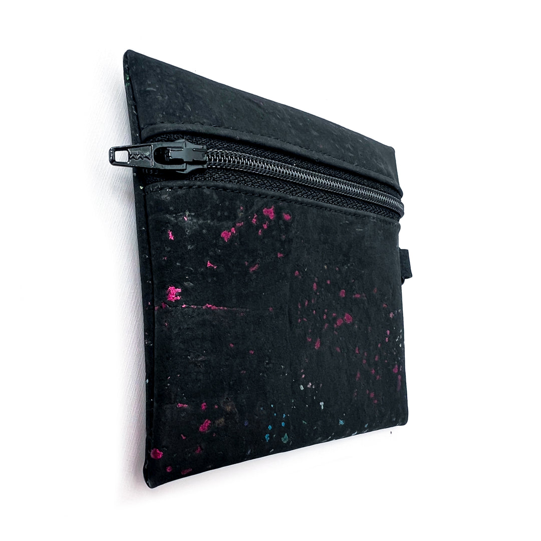 Black Cork Coin Pouch | metallic rainbow