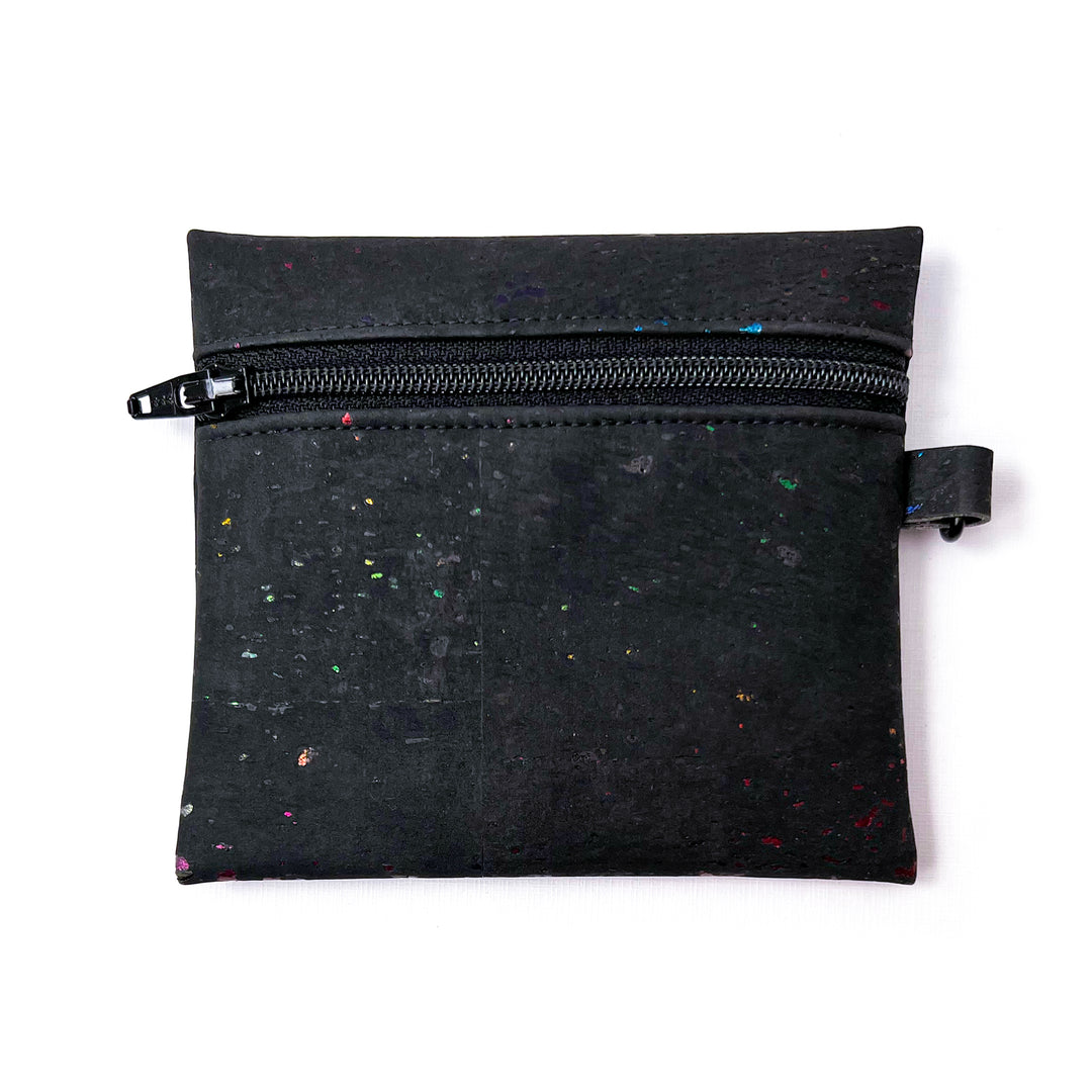 Black Cork Coin Pouch | metallic rainbow