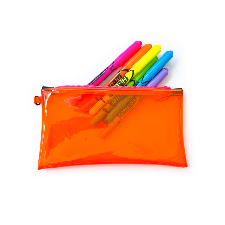 Transparent Vinyl Wristlet Pouch | neon orange