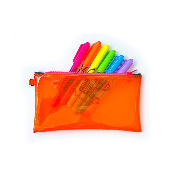 Transparent Vinyl Wristlet Pouch | neon orange