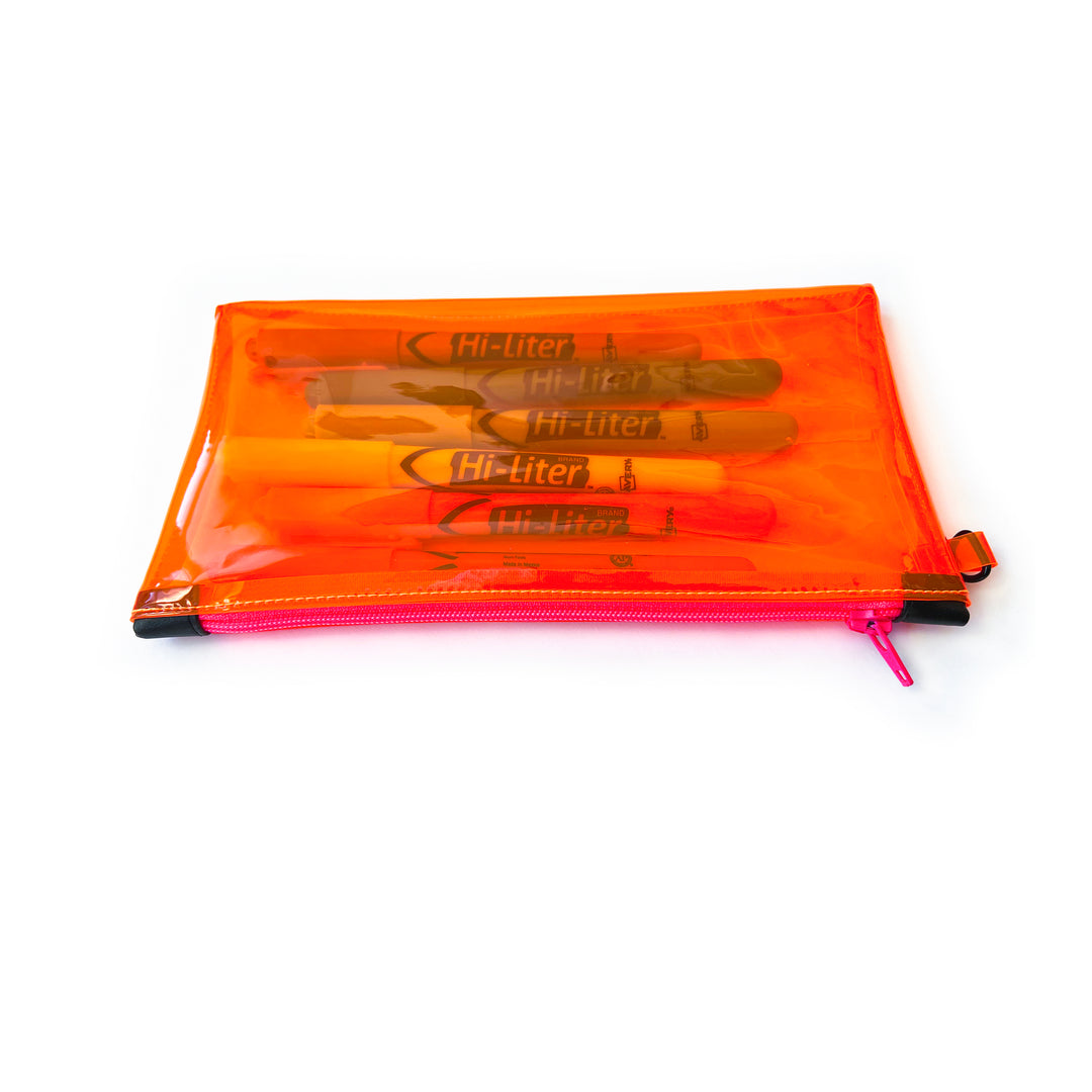 Transparent Vinyl Wristlet Pouch | neon orange