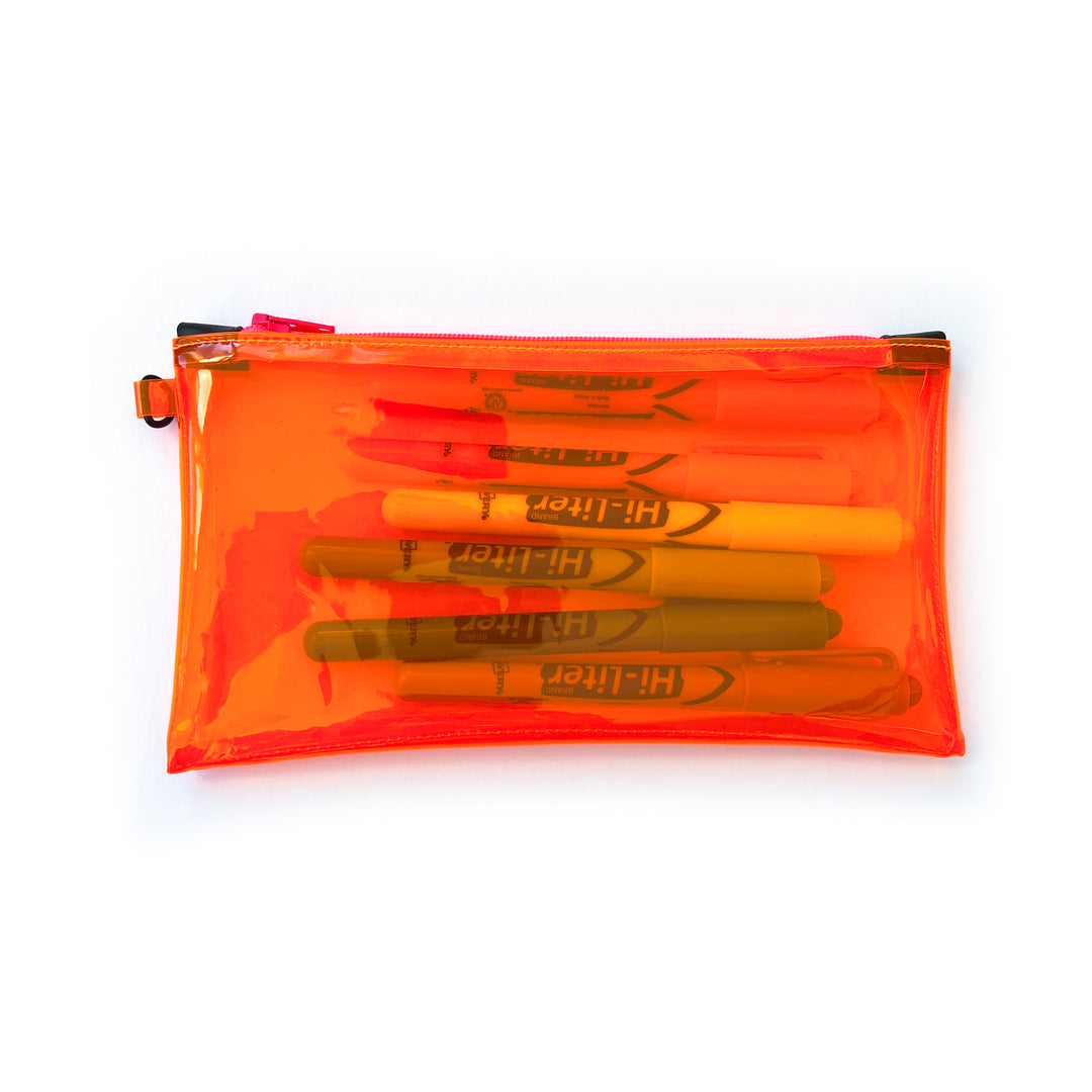 Transparent Vinyl Wristlet Pouch | neon orange