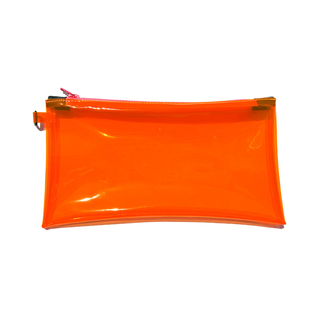 Transparent Vinyl Wristlet Pouch | neon orange