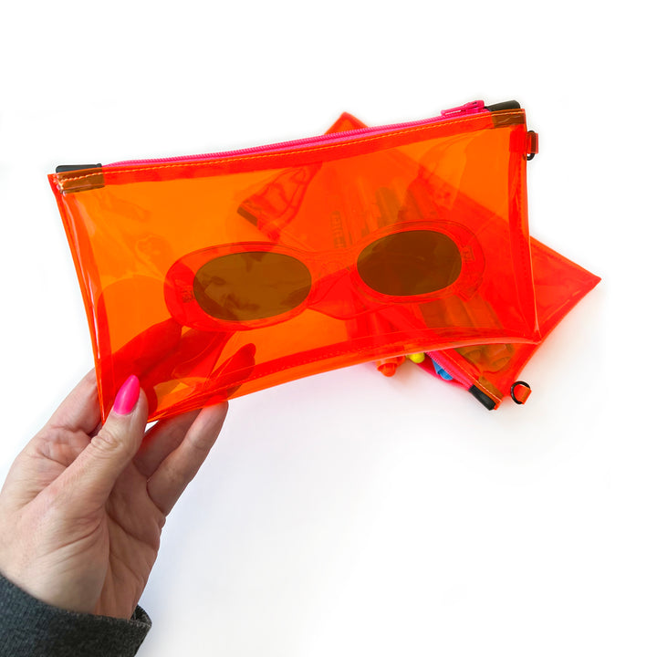 Transparent Vinyl Wristlet Pouch | neon orange