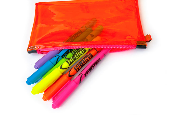 Transparent Vinyl Wristlet Pouch | neon orange