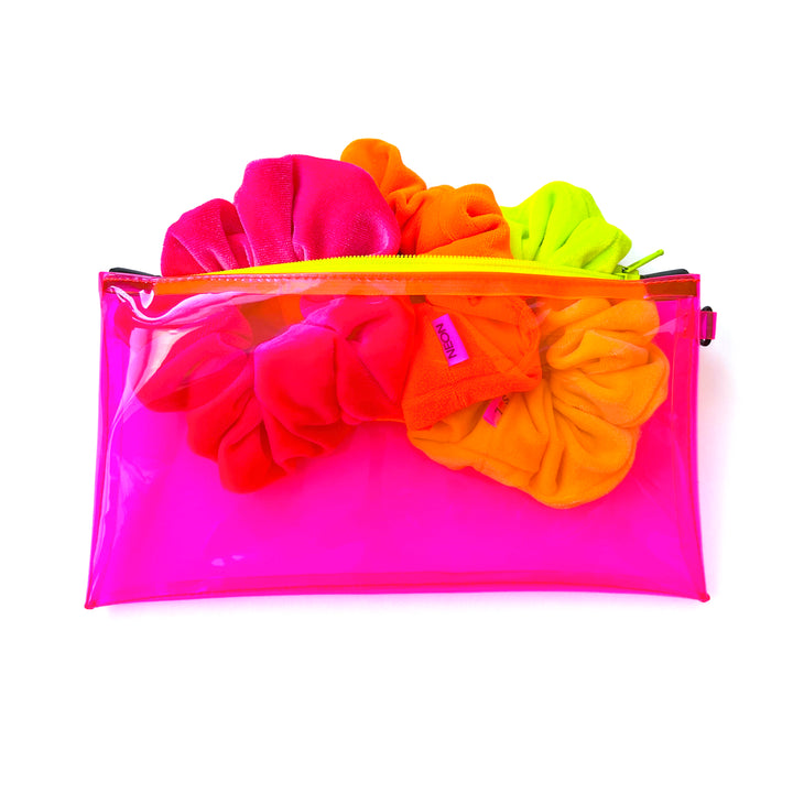 Transparent Vinyl Wristlet Pouch | neon pink