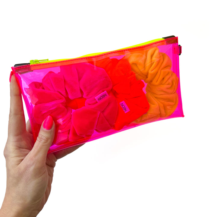 Transparent Vinyl Wristlet Pouch | neon pink