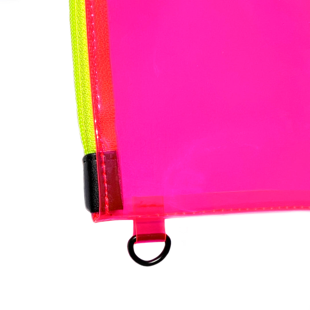 Transparent Vinyl Wristlet Pouch | neon pink