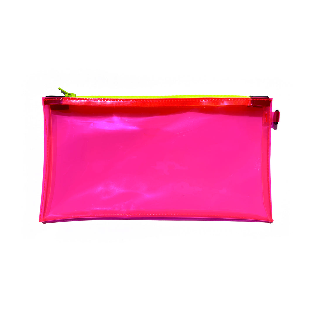 Transparent Vinyl Wristlet Pouch | neon pink