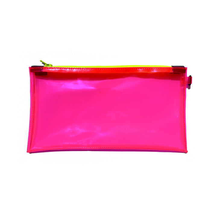 Transparent Vinyl Wristlet Pouch | neon pink