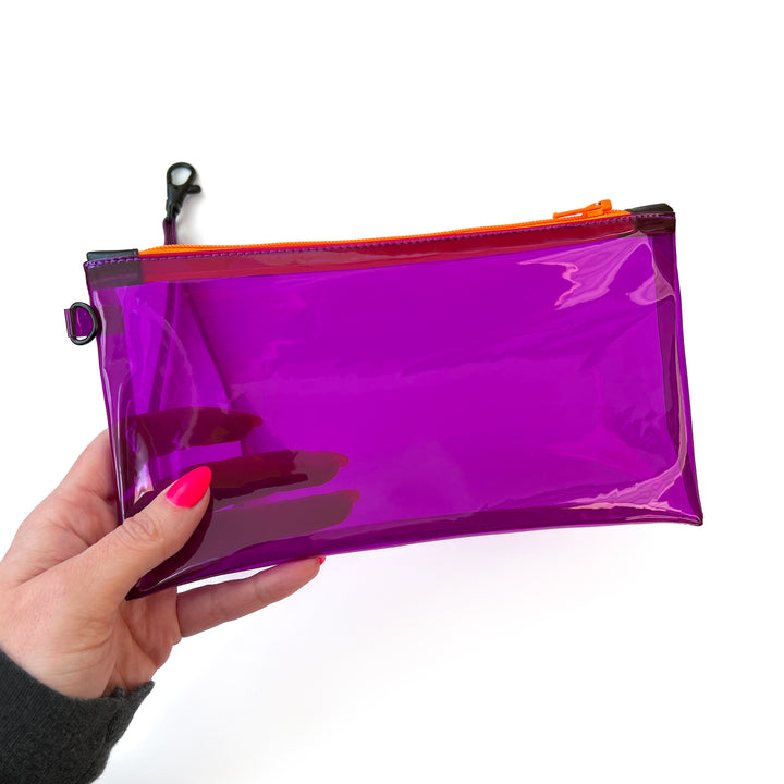 Transparent Vinyl Wristlet Pouch | ultraviolet purple