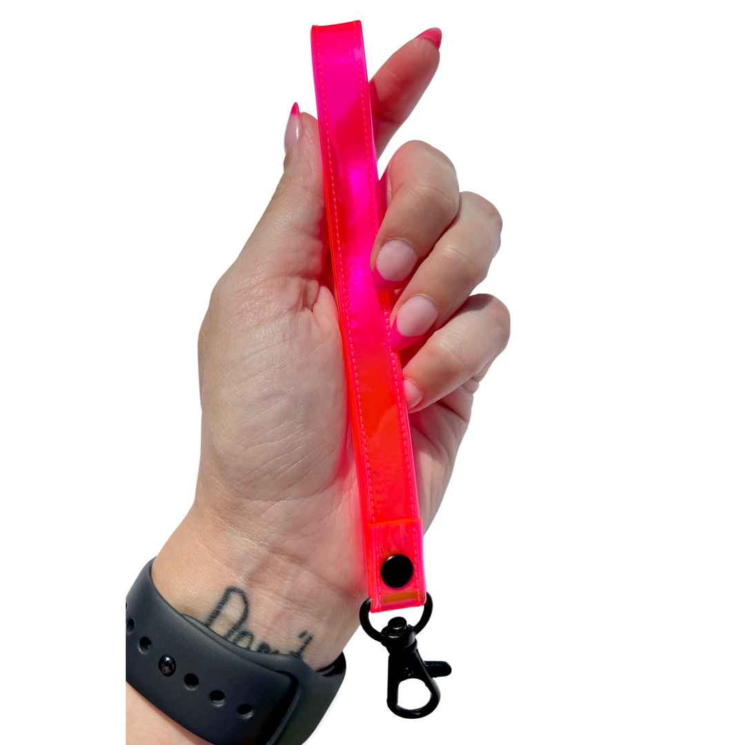 Transparent Vinyl Wrist Strap | neon pink