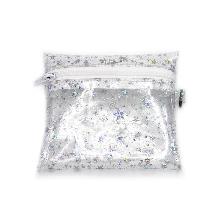 Clear Glitter Stars Coin Pouch | white zipper