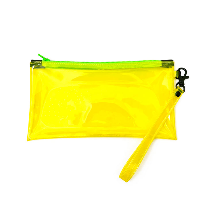 Transparent Vinyl Wristlet Pouch | neon yellow