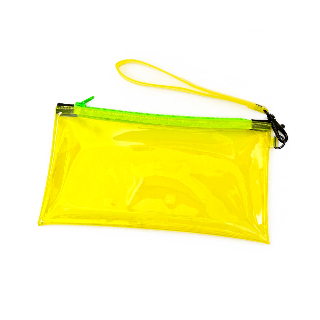 Transparent Vinyl Wristlet Pouch | neon yellow