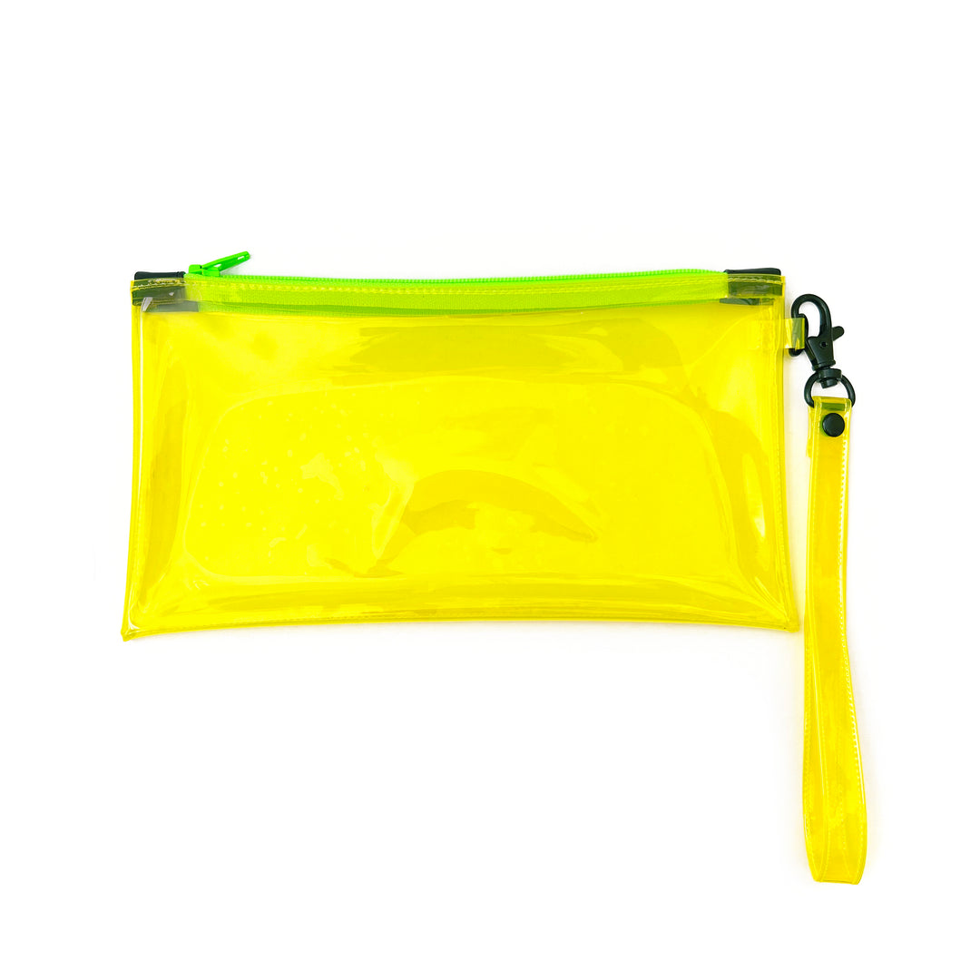 Transparent Vinyl Wristlet Pouch | neon yellow